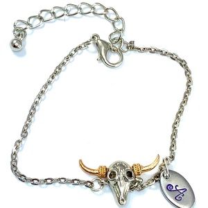 Silverplate Texas Longhorn Bracelet Personali…